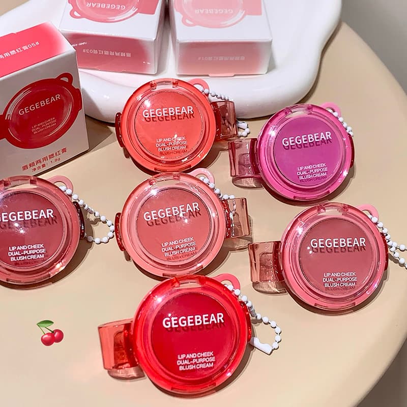 Gege Bear Lip and Cheek Tint Cream - Matte Highlighting Contour for Natural Radiance, Dewy Glow No-Makeup Blush