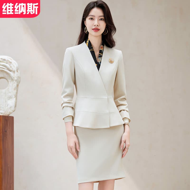 Women's white suit wholesale autumn fashion slimming professional wear hotel front desk jewelry store work clothes