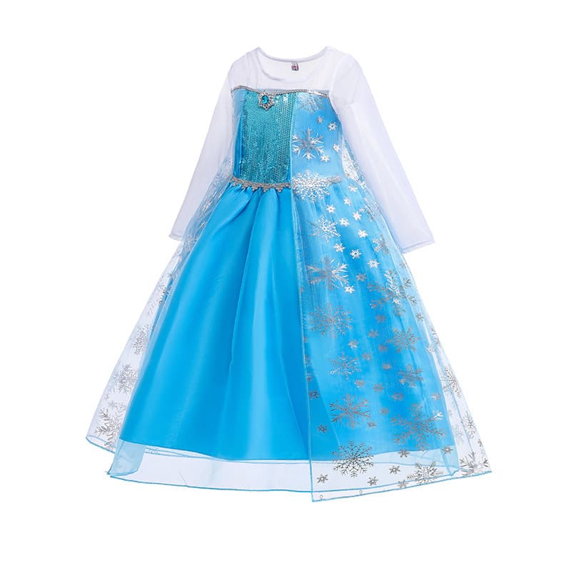 Frozen Children's Performance Costume Elsa Princess Dress Long Sleeve Dress Kids Queen Outfit Gown