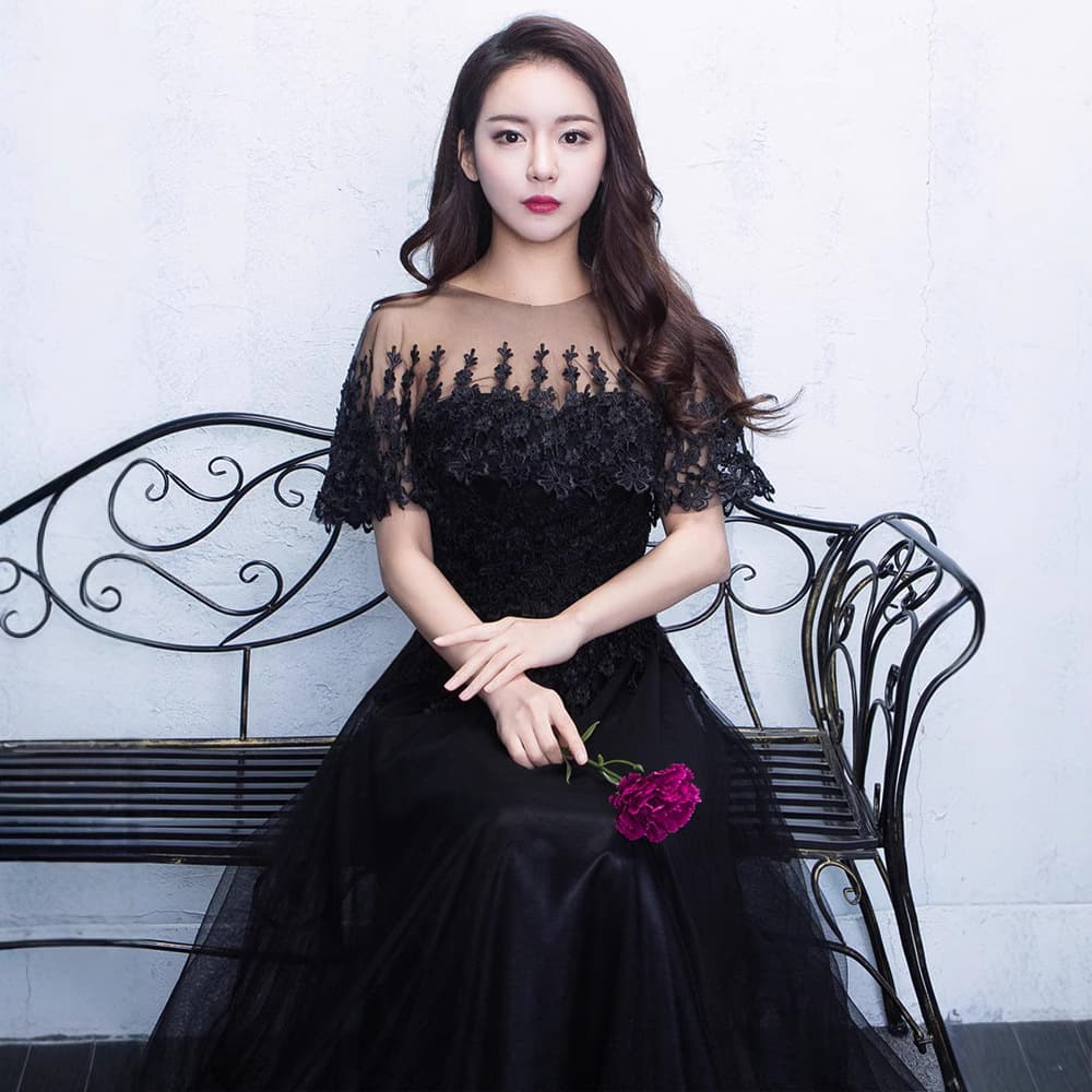 Women's Spring/Summer 2026 New Evening Gown Long Black Elegant Hostess Banquet Dress