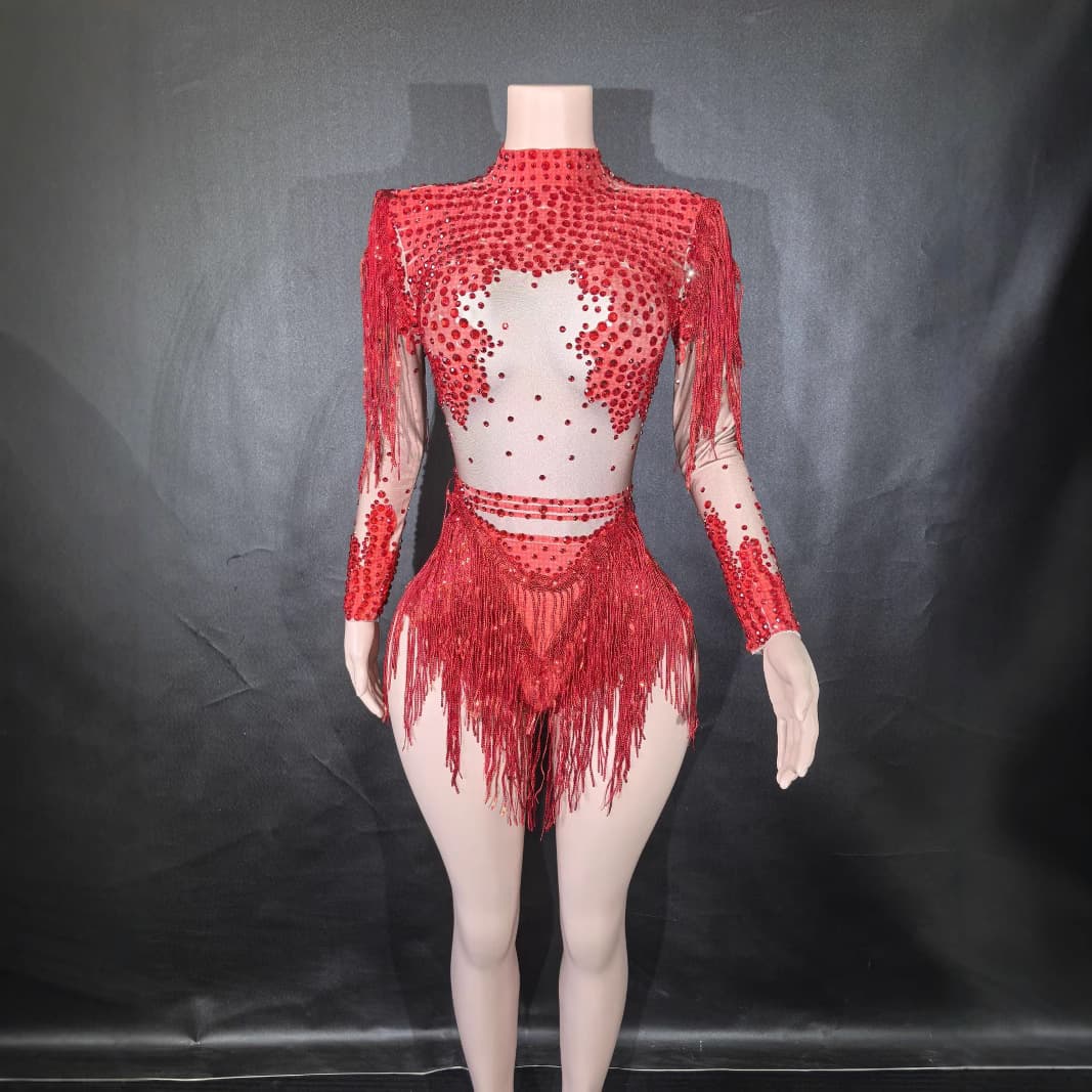 Tassel Latin Dance Competition Dress, TikTok Live Performance Talent Dress, Party Stage Outfit, Sexy Trendy Style