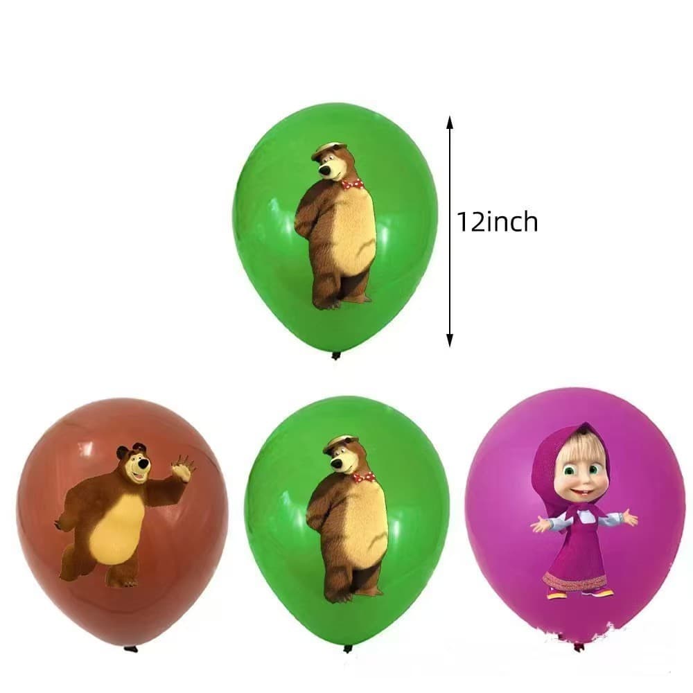 12-Inch 2.8g Cartoon Masha Theme Balloon Set for Party Decoration, Latex Balloons for Cross-Border Trade