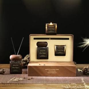 Xiangsheng Wooden Scented Candle Gift Box, Vintage Fragrance Essential Oil Set, Indoor Coffee Wood Wick Premium Aroma Decoration
