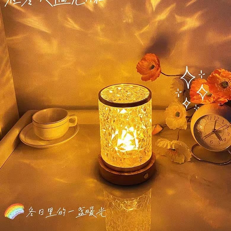 Water Ripple Atmosphere Charging Table Lamp, Bedside Night Light for Bedroom Sleep, Romantic Ambiance Light for Couples