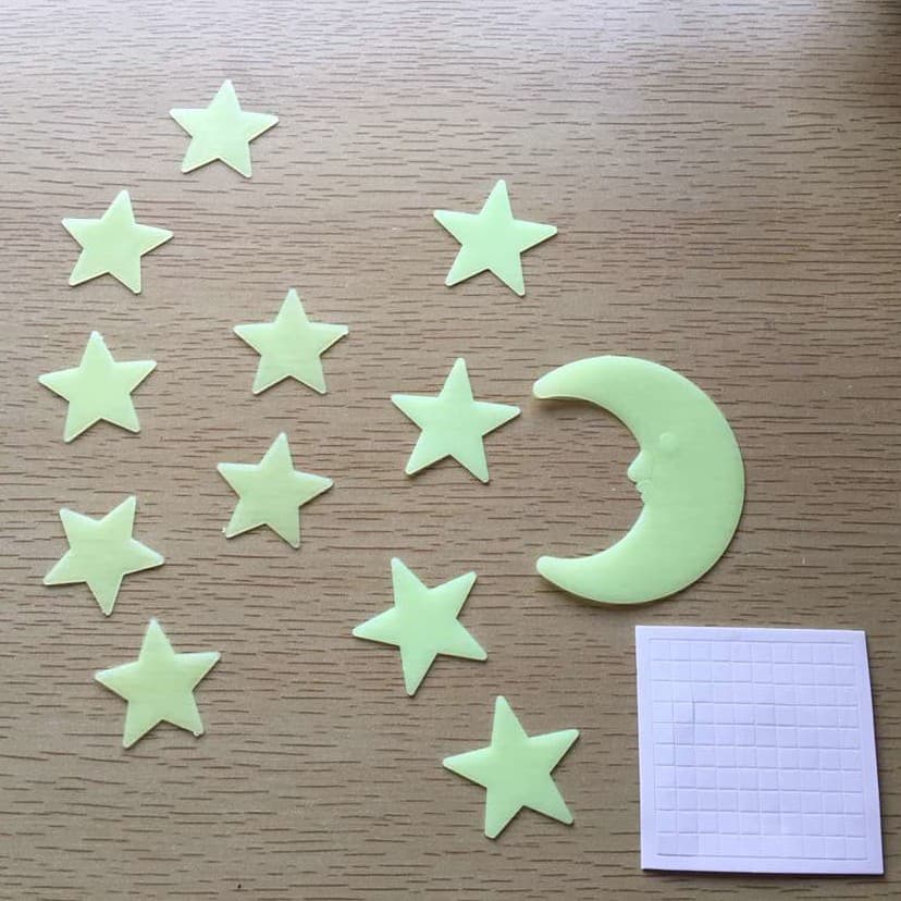 Glow-in-the-Dark Star and Moon Fluorescent Wall Stickers Creative Cartoon Wall Decals