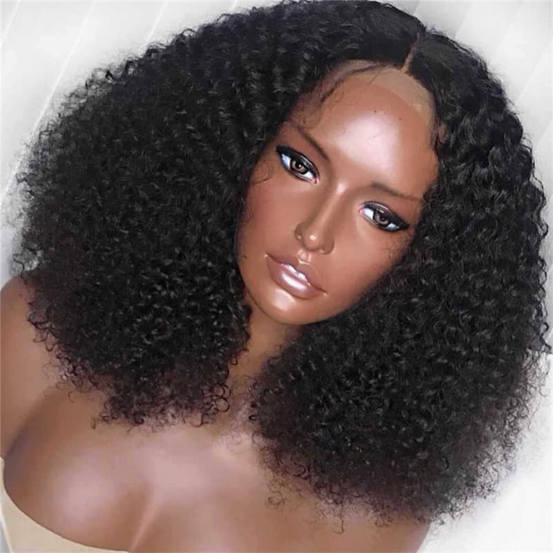 African Wigs, European and American Women's Black Small Curly Medium-Length Hair Wigs, Synthetic Short Curly Hair