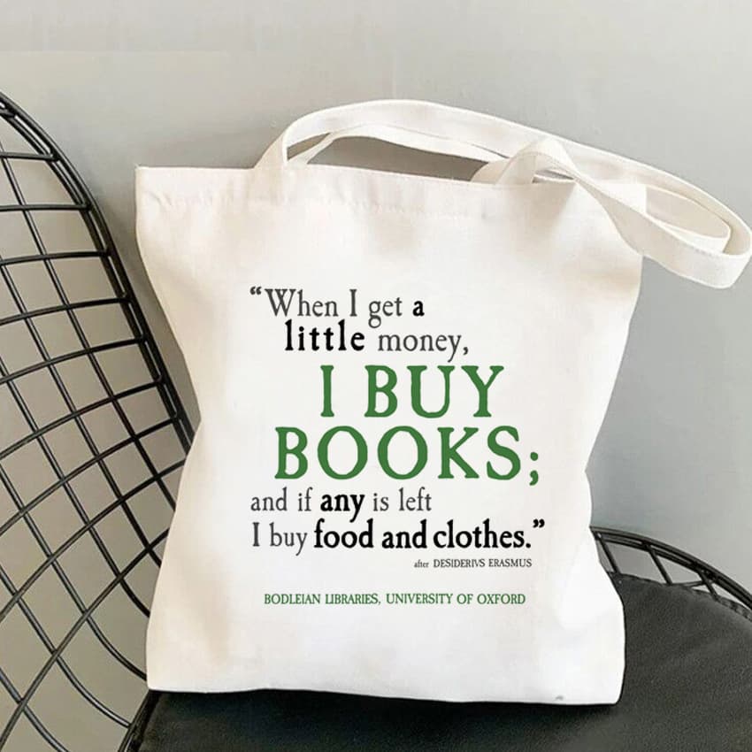 Oxford University Bodleian Library Style Women's Single-Shoulder Canvas Bag, Academic Style, INS Trending Tote Bag for Women