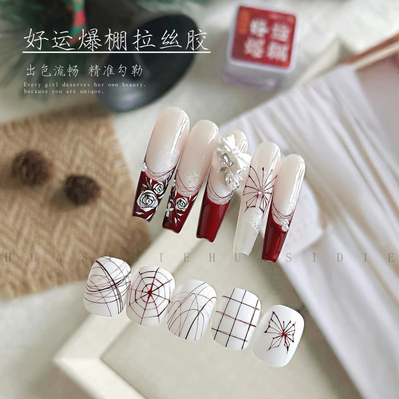 Xianjiayi-Good Luck Explosive Brushed Glue Red Manicure Painted Glue High Elastic Spider Web Glue Phototherapy Brushed Nail Polish Glue