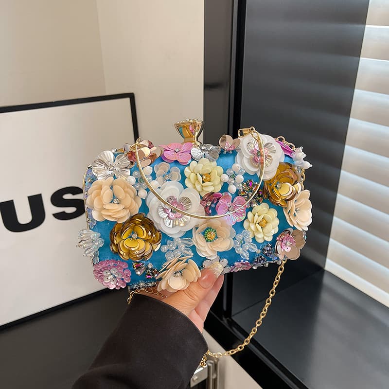 Evening Bag Handmade Beaded Flower Banquet Bag Party Clutch Bridal Wedding Bag Light Luxury Elegant Socialite Dress Bag
