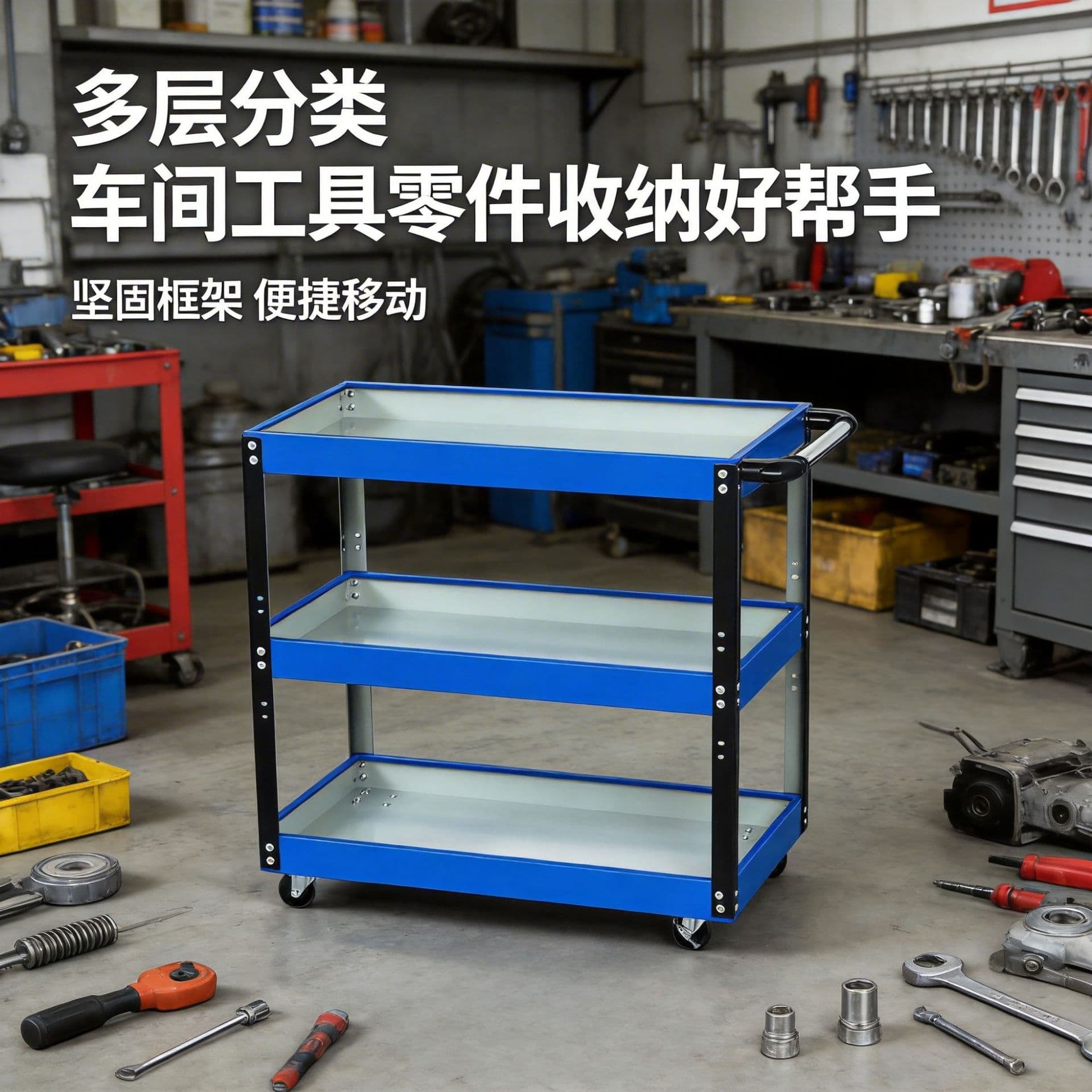 Three-Tier Parts Tool Cart, Beauty Tattoo Convenient Storage Cabinet, Multi-Functional Household Hardware Hand Cart