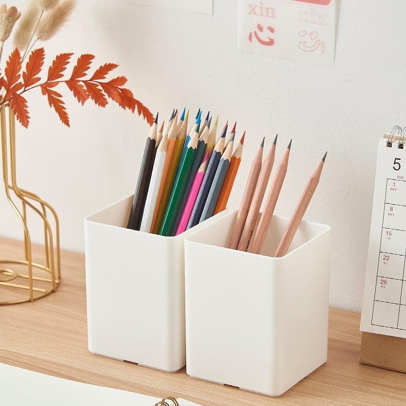 Japanese Style Pen Holder Student Desk Office Stationery Storage Plastic Makeup Brush Organizer Muji Style Pencil Cup
