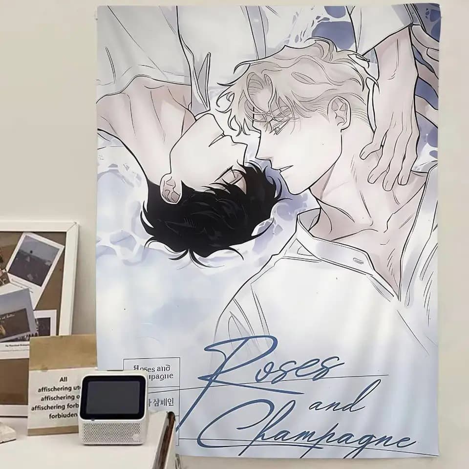 Cross-border Dropshipping Rose and Champagne BL Manga Creative Fashion Tapestry Aesthetic Home Decor