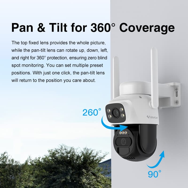 Solar Low Power Dual Lens Network Camera Outdoor Waterproof Surveillance Night Vision HD Remote