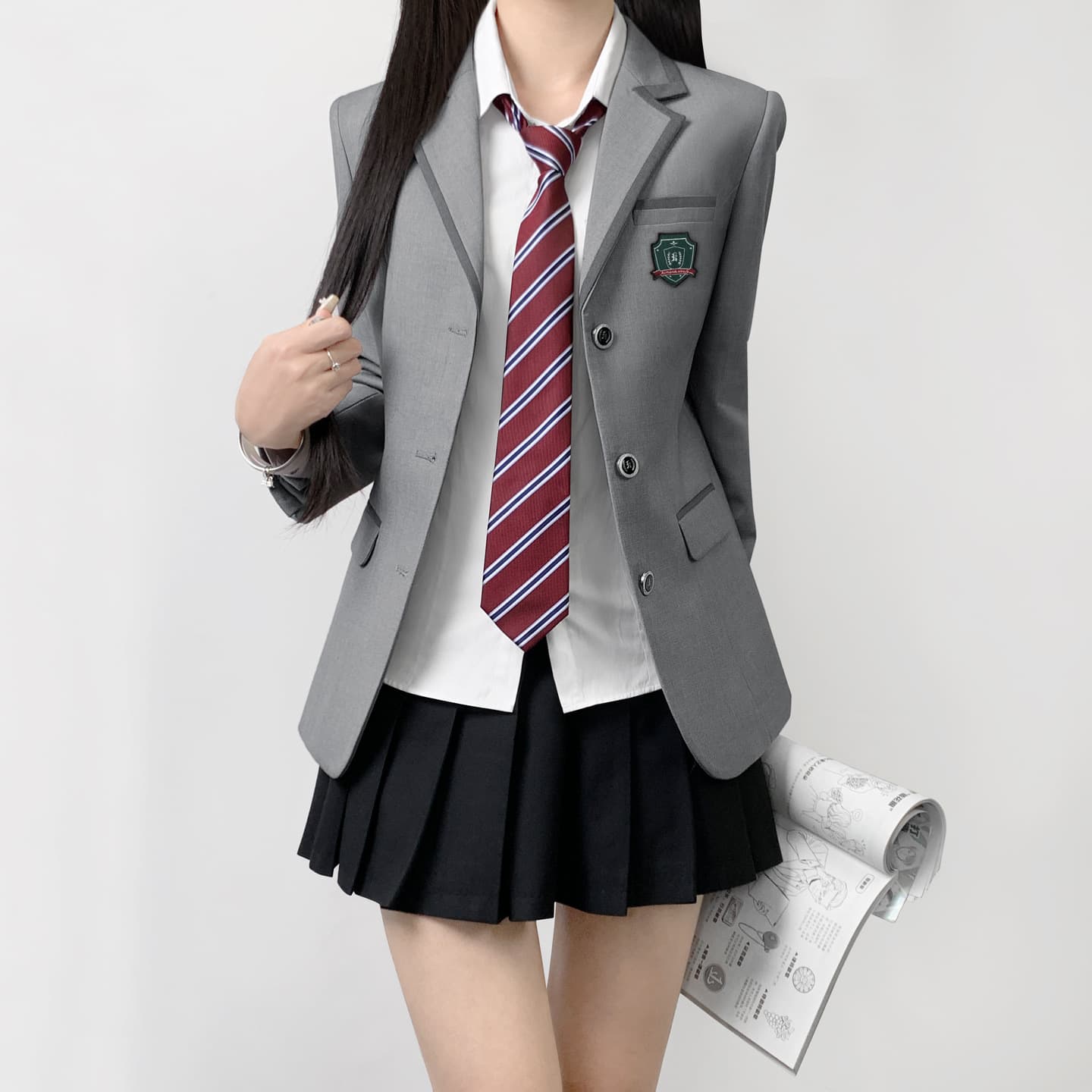 Kimura-sensei's original JK uniform striped suit jacket, autumn preppy style, female student formal suit set.