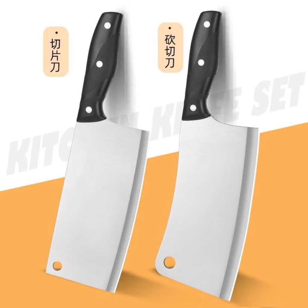 Black Plastic Handle Kitchen Knife Stainless Steel Chef Knife for Cutting Vegetables and Meat Household Stainless Steel Knife Set Slicing Knife