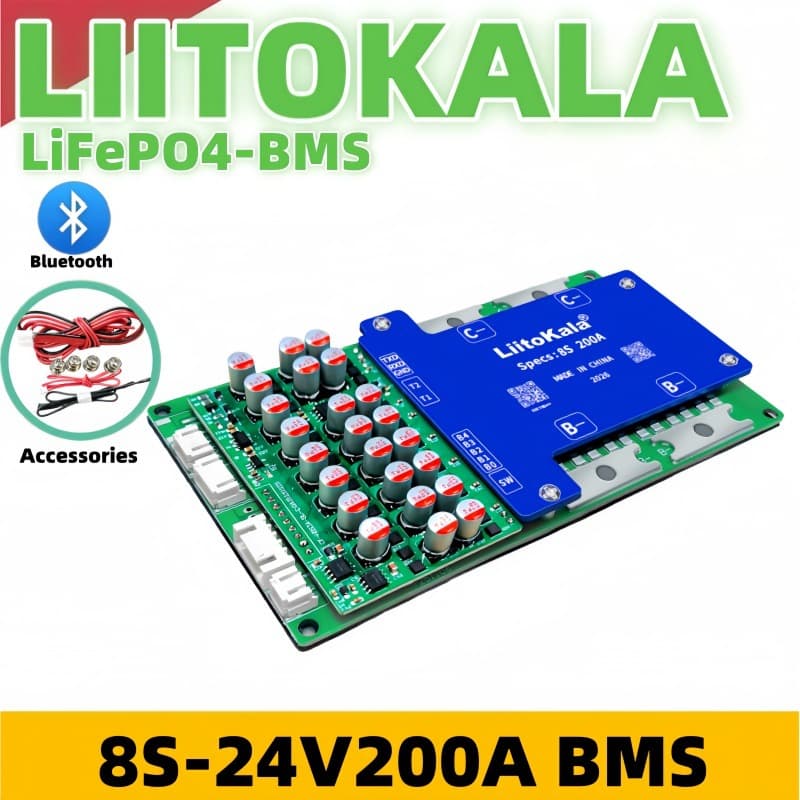 Cross-border exclusive supply of LiitoKala 8S-24V200A BMS with Bluetooth lithium iron phosphate battery pack protection board