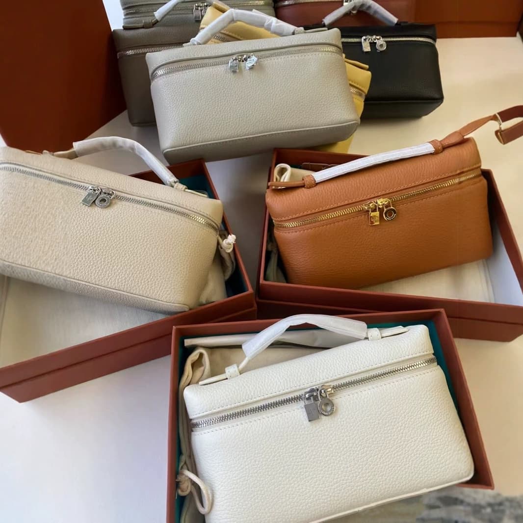 Cross-border LP19 Lunch Box Bag Top Layer Cowhide Genuine Leather Designer Handbag Shoulder Tote Commute Crossbody Cosmetic Bag for Women