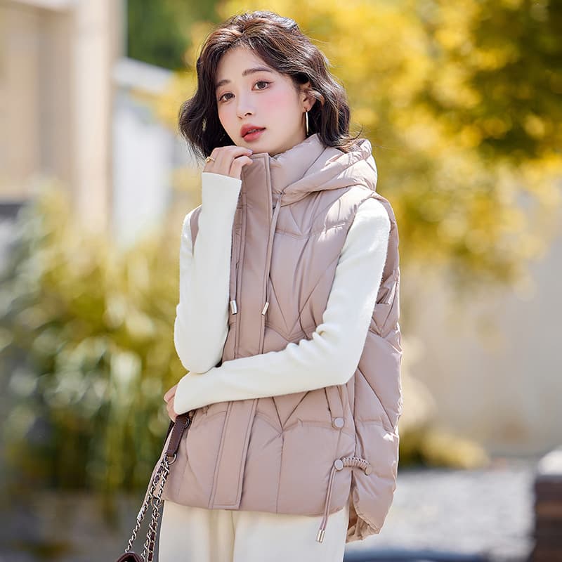 Foreign trade new product solid color cotton vest women fashion versatile youthful short shoulder thickened warm stylish vest coat