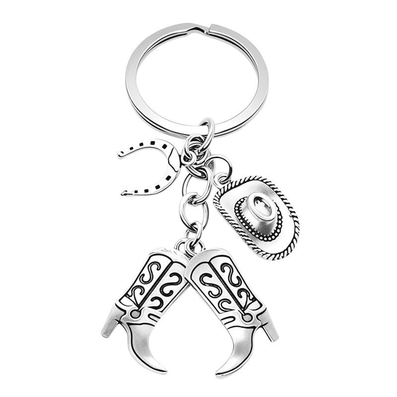 Amazon cross-border best-selling cool cowboy key chain set horseshoe cowboy hat boots bag jewelry pendant