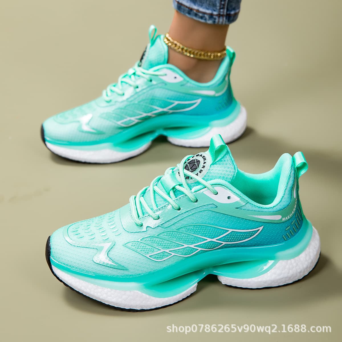 Women's Running Shoes Breathable Mesh Upper Popcorn Composite Sole Cushioning Fashion Sneakers Cross-border Bestseller