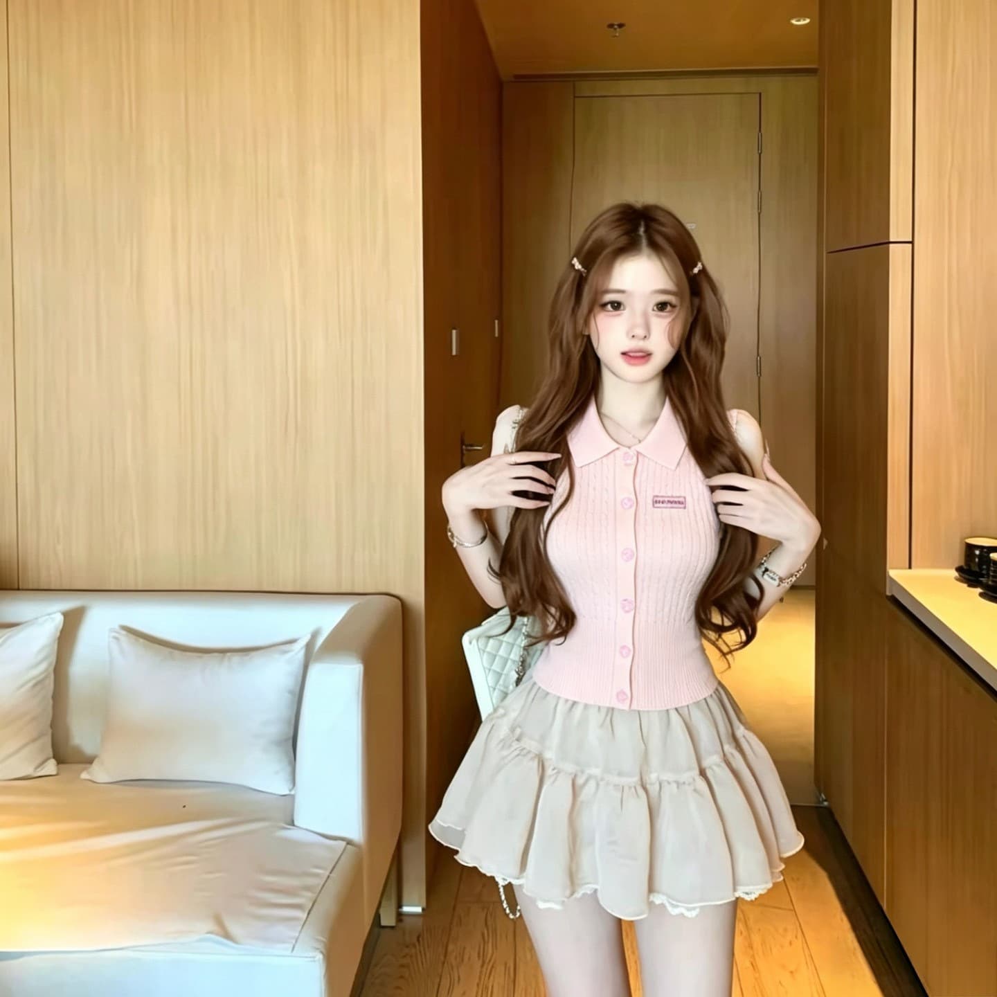 Shenzhen Nanyou~MIU26 Summer New Trendy Brand Twist Sleeveless Vest Slimming and Versatile Knitted Top