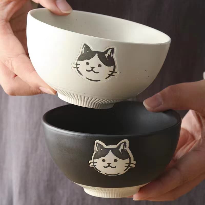 Japanese Ceramic Rice Bowl Cat Rice Bowl Caramel Bear Bowl Home Rice Bowl Dessert Bowl Little Bear Bowl Cat Bowl