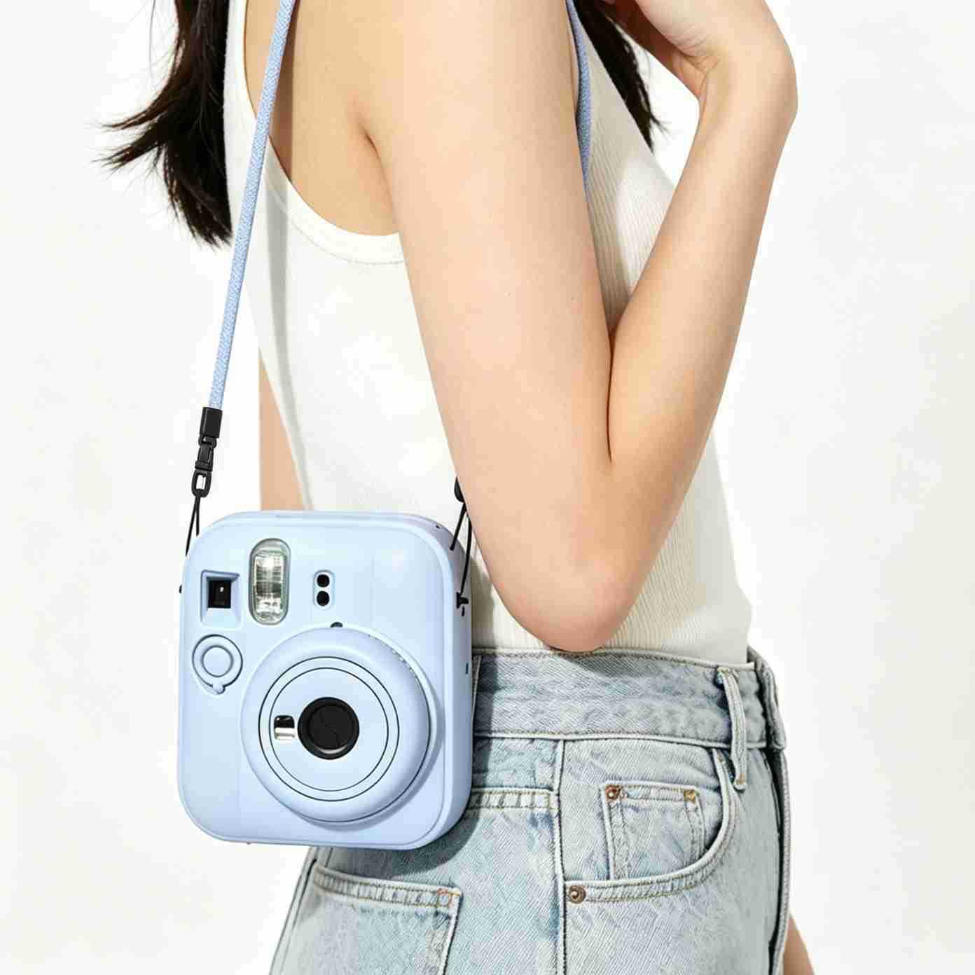 Compatible with Instax Mini 13 Solid Color Protective Case Camera Silicone Set, Wear-resistant and Drop-proof with Strap, Soft Shell, Snug Fit