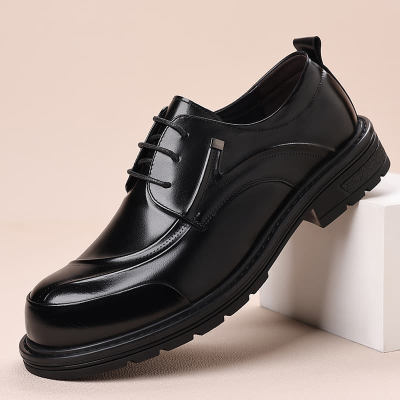 High-end men's shoes, new autumn style, genuine leather business shoes, suitable for middle-aged and young men, non-slip, thick-soled casual leather shoes.