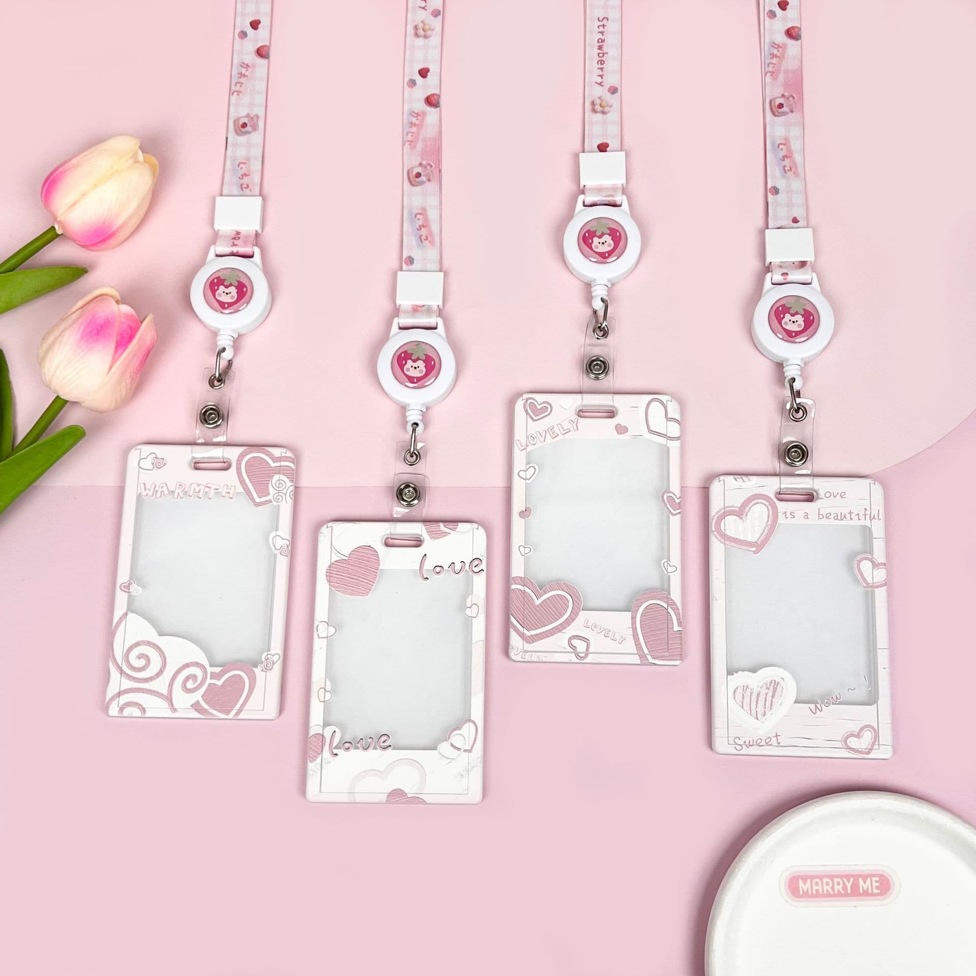 Plastic Hard Clear Card Holder Sliding Cover Badge Student Game Card ID Protector Case Girly Card Holder