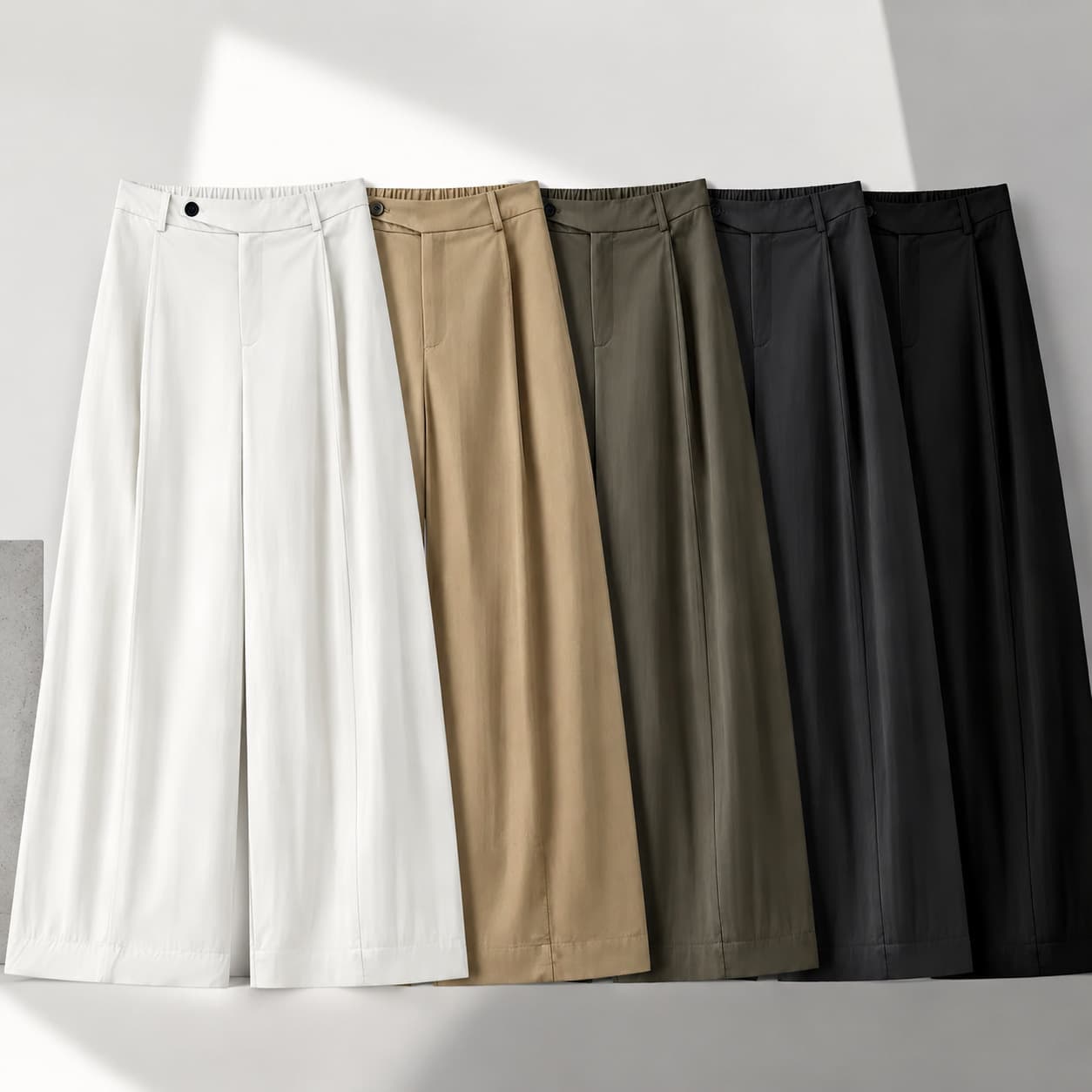 Korean high-waisted wide-leg pants for women in summer, thin khaki loose slimming casual pants for small people, single-button nine-point pants