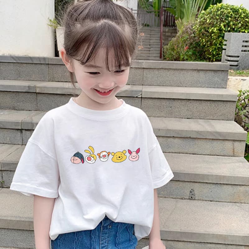 Korean-Style Girls' Pure Cotton White Short-Sleeve T-Shirt, Summer Trendy and Fashionable Half-Sleeve Children's Summer Top