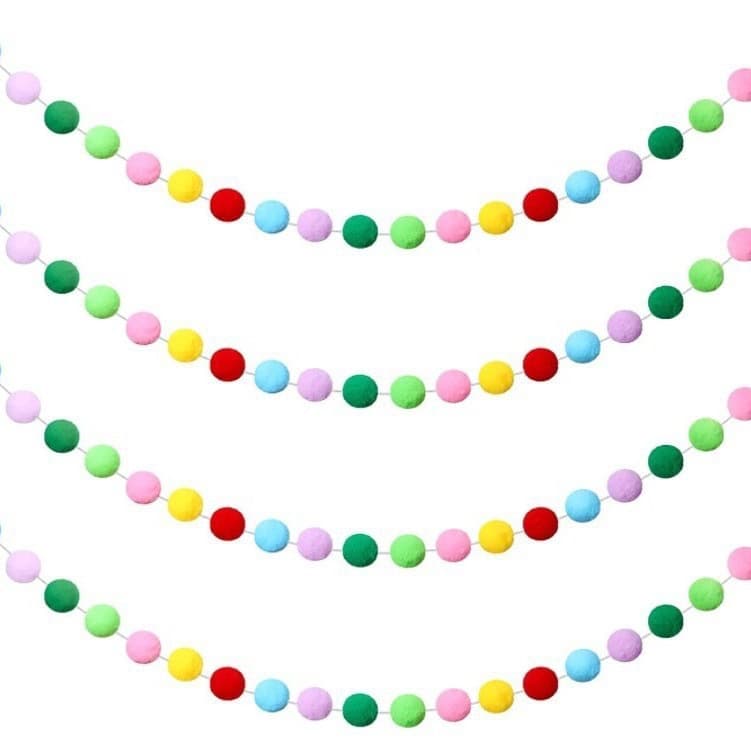 Ins Nordic Style Home Decor Photo Prop Kids Room Girl Room Decoration Macaron Color Christmas Pom Pom String Hanging Ornament
