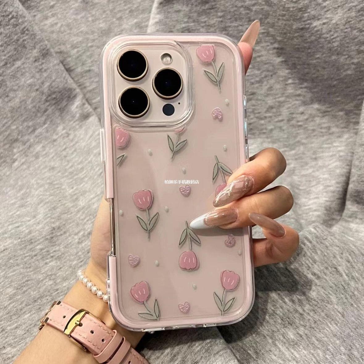 Colorful two-in-one new popular mobile phone case suitable for Apple 14 13 soft shell 16 promax pink tulip 11