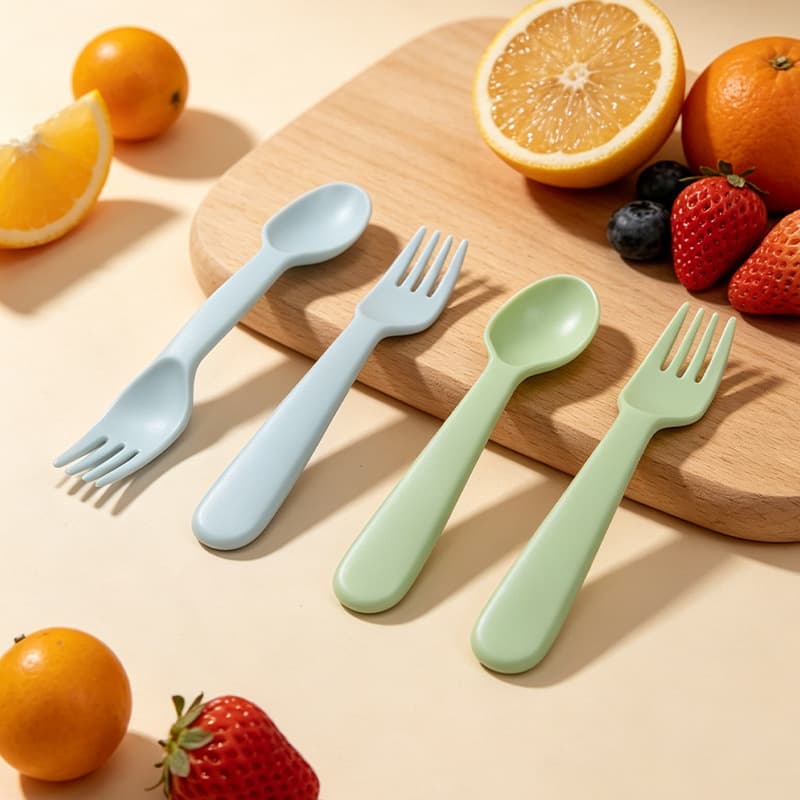 Plastic knife, fork and spoon set household environmentally friendly fork dessert spoon fruit fork steak knife food grade high temperature resistant tableware