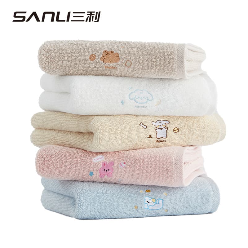 Sanli towel pure cotton towel cartoon embroidery household face towel couple towel 32 shares baby face towel wipe face towel