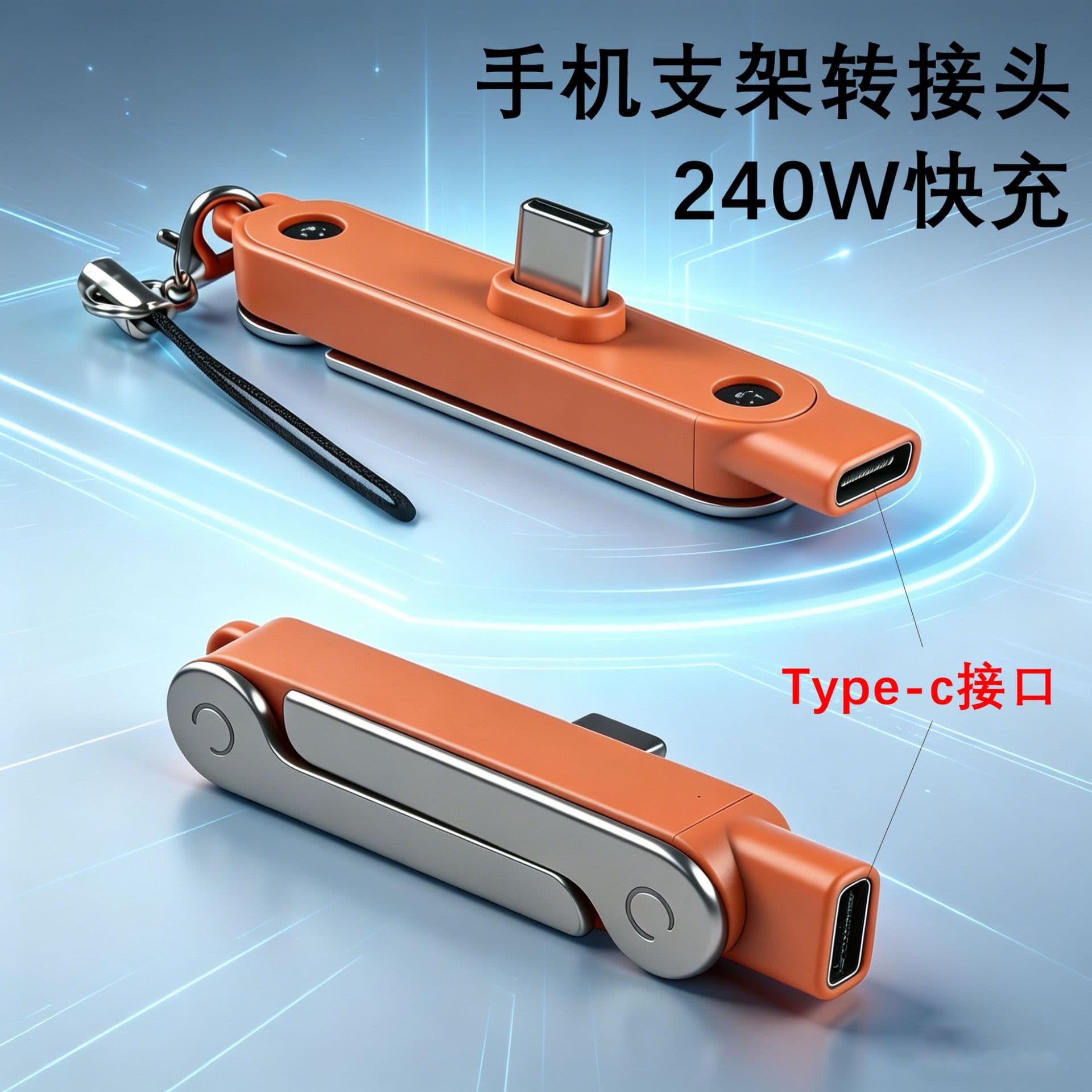 Cross-border 240W fast charging Type-C phone foldable stand adapter, multi-functional charging and data transfer