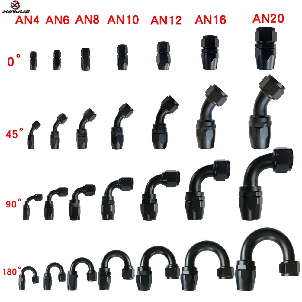 Car modification parts water-cooled oil-cooled connectors, aluminum alloy oil pipe connectors 0-180° detachable AN4-AN20