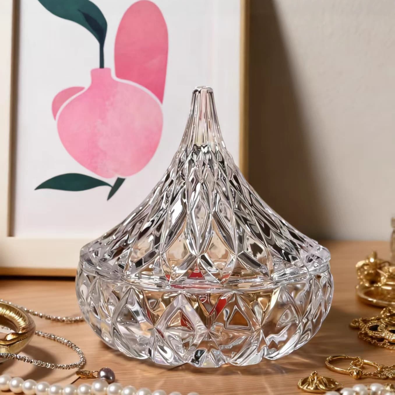 Trendy New Small Pine Nut Drop Candy Jar with Lid Jewelry Box Aromatherapy Dry Fruit Decoration