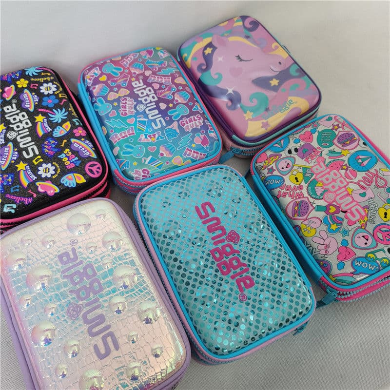 Australia Smiggle Double-Layer Pencil Case Cartoon Creative Multifunctional Storage Stationery Box Student Large Capacity Pencil Bag