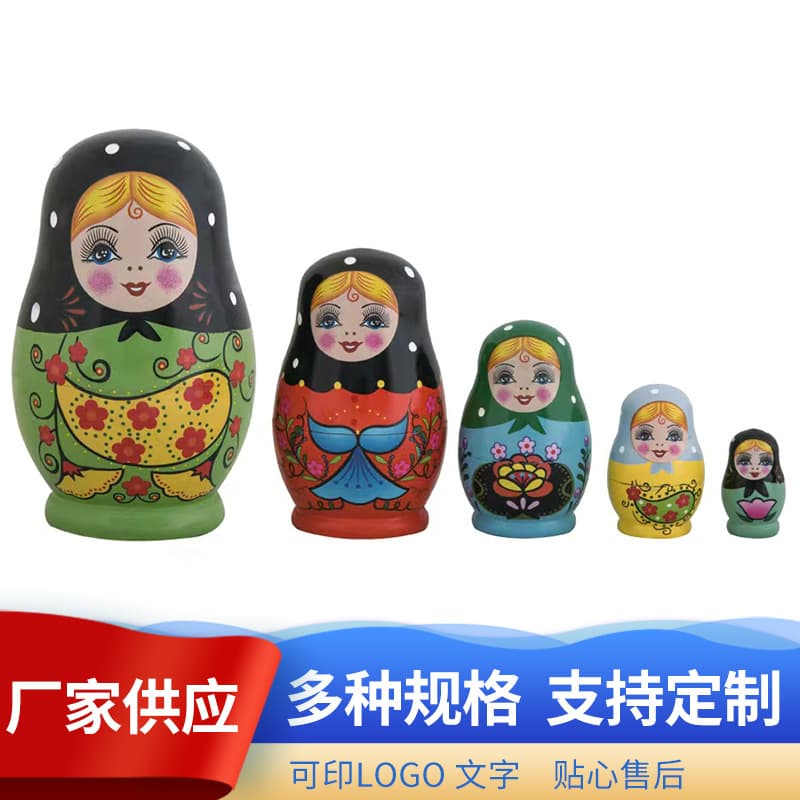 Manufacturer supplies handmade and painted wooden Russian nesting dolls for home decoration.