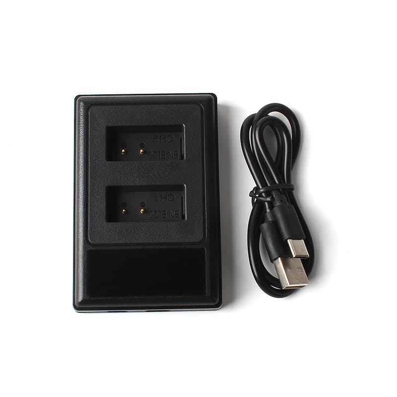 Yuntianmeng Compatible Nikon EN-EL20 EL22 Battery Dual Charger with LCD Display and Built-in USB Cable