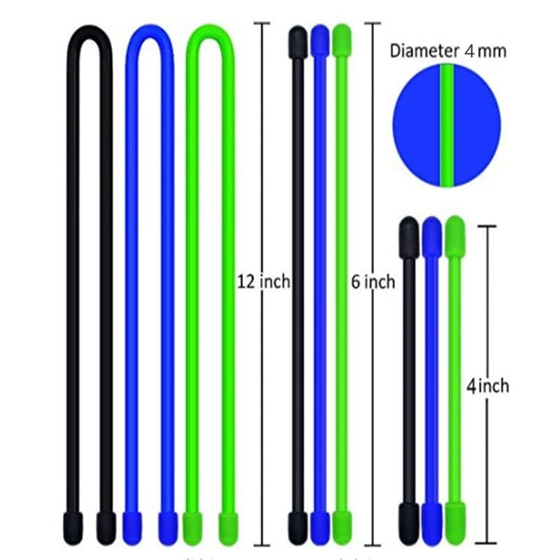 Factory Supply Silicone Tying Ropes Multi-Purpose Outdoor Binding Ropes 4mm Silicone Ties 3 inch 6 inch 8 inch 12 inch