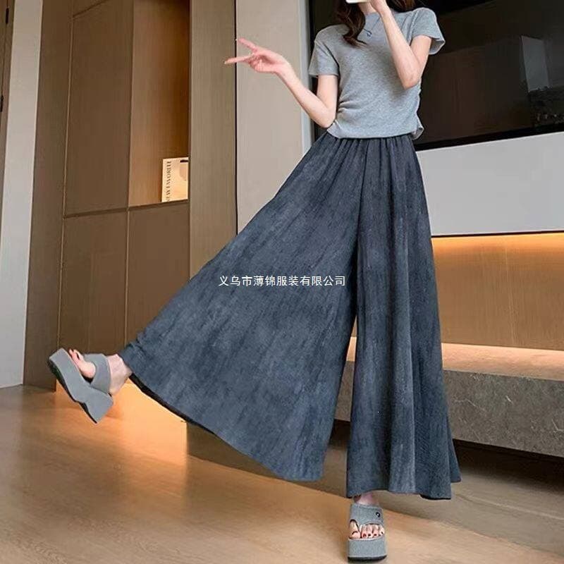 Tie-dye Yamamoto style women's culottes, summer thin 2026 new style, high-waisted, loose, plus size, casual ink-wash style ice silk wide-leg pants
