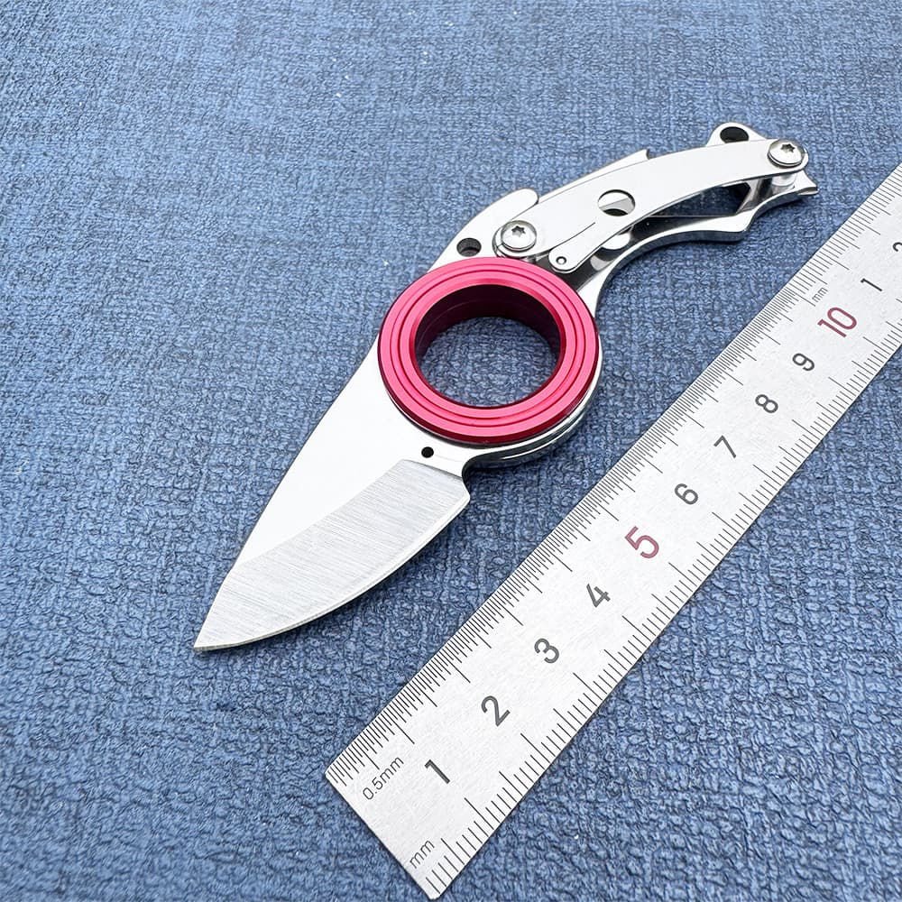New all-steel ring push knife for household convenience bottle opening pocket key chain knife high hardness fruit knife melon and fruit knife