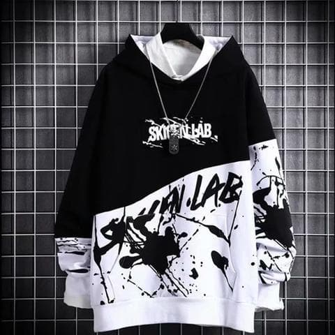 Loose Fit Men's Hoodie Spring Autumn Korean Style Casual Long Sleeve Round Neck Jacket Polyester Fiber Youth Fashion