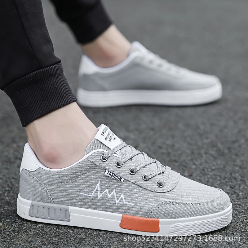 Summer Korean Style Men's Casual Canvas Shoes Breathable Low Top Board Shoes Rubber Outsole Round Toe Comfortable Student Footwear