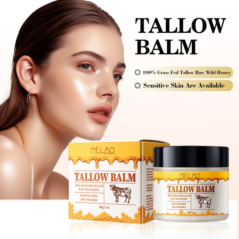 MELAO Beef Tallow Balm Honey Tallow Balm Moisturizing Face Cream Body Butter Whipped Tallow Cream Tallow Balm