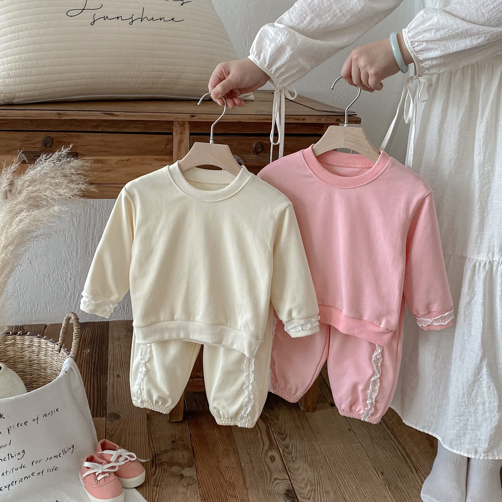 Girls suit Korean style autumn children's 1-8 years old fashion lace princess girl's leggings two-piece set