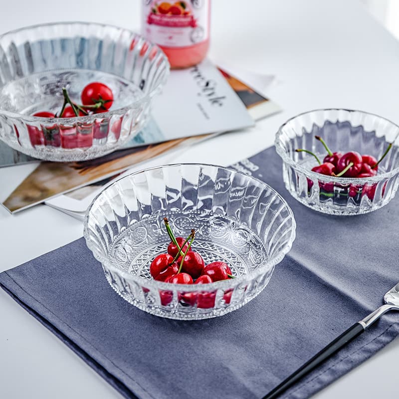 Glass bowl tableware European style transparent large bowl small bowl fruit salad bowl dessert bowl oatmeal bowl dishes drop shipping