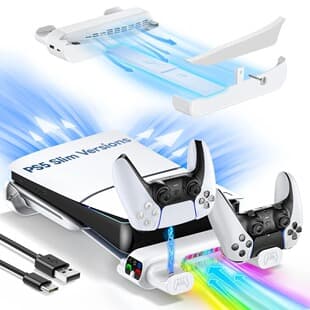 PS5 Slim Console Horizontal Cooling Stand Controller Charger